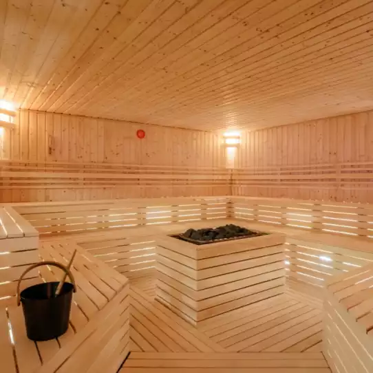 Luxury wellness area with whirlpool and sauna in Prague.